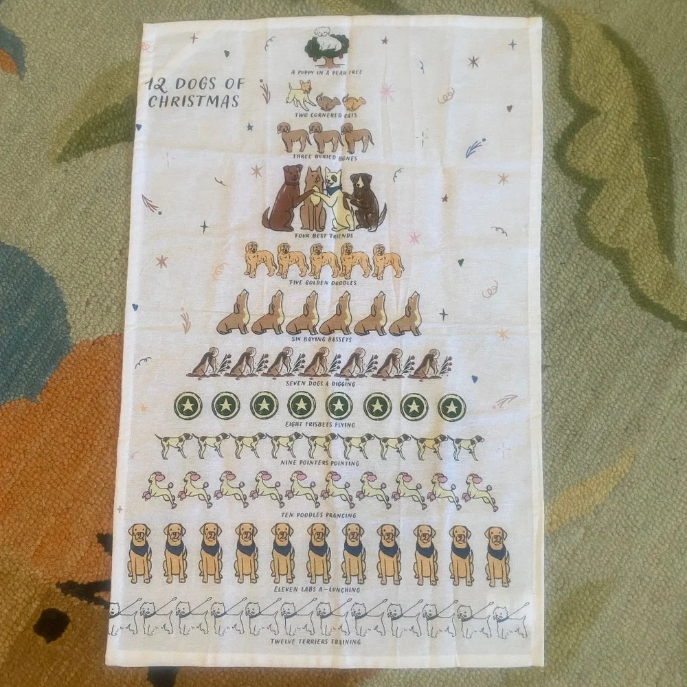 Sur la Table I 12 Dogs of Christmas I 12 Days of Dogs I Kitchen Towel